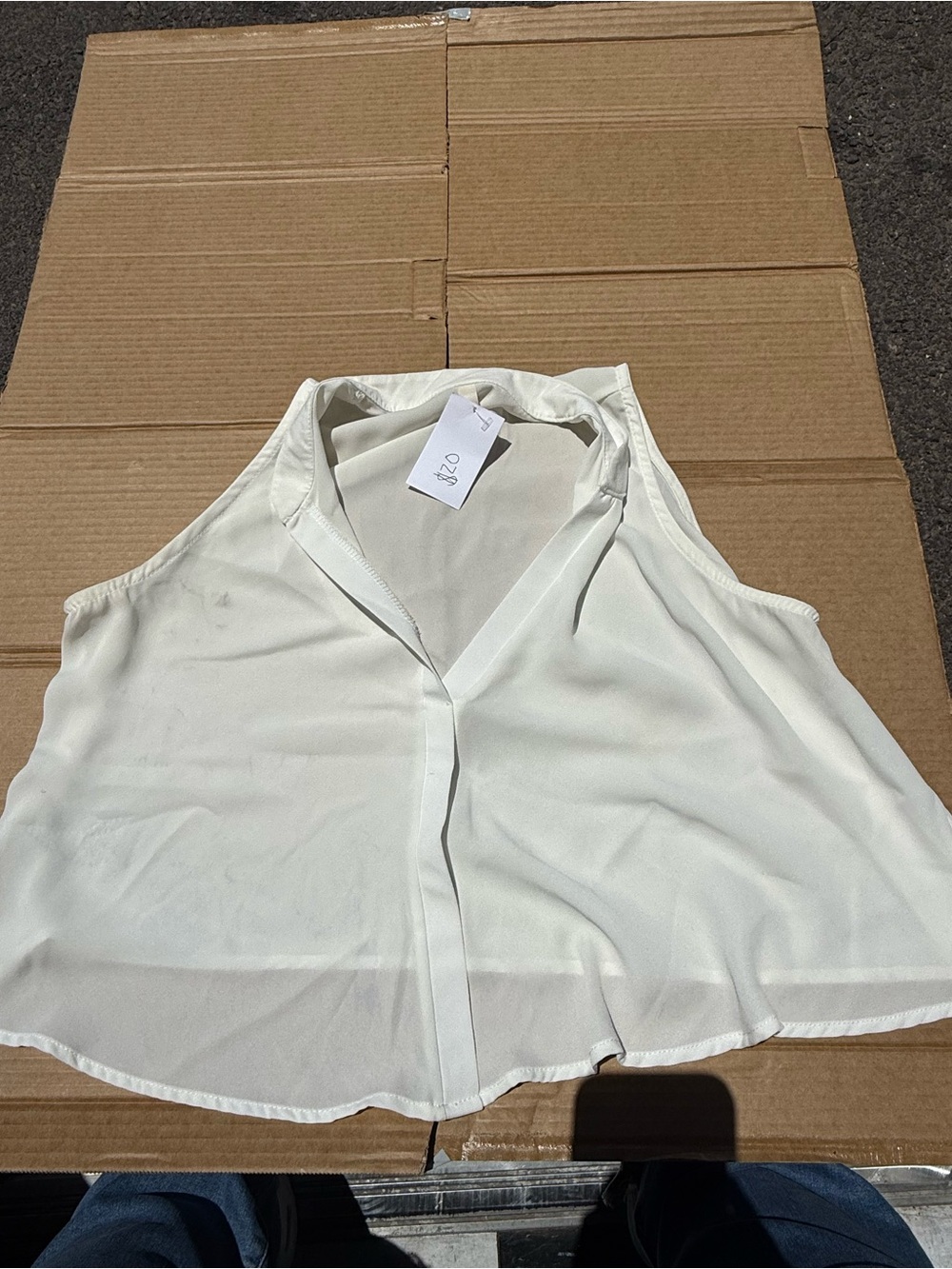 A+ Ellen White Sleeveless V-Neck Crop Top #17